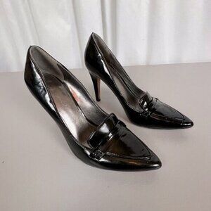 VIA SPIGA WOMENS PATENT LEATHER HEELS BLACK SIZE 8M